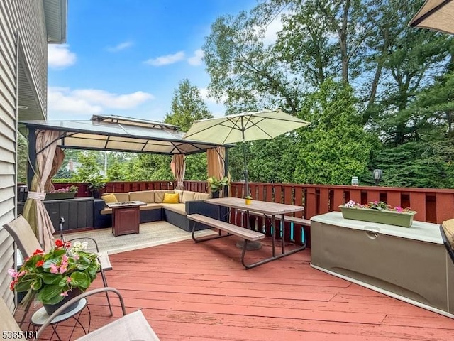 26 Knollwood Rd, Hanover Twp, NJ 07981 - wooden deck featuring an outdoor living space and a gazebo