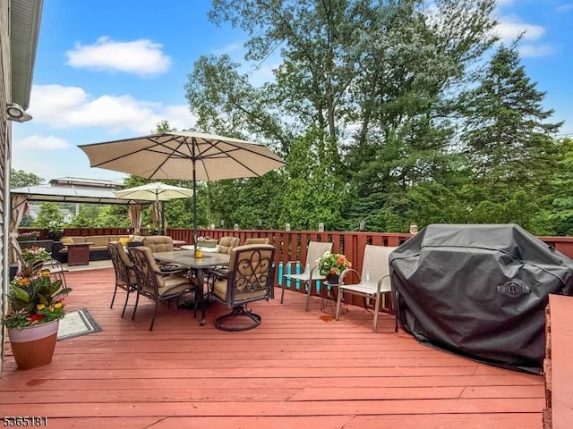 26 Knollwood Rd, Hanover Twp, NJ 07981 - wooden terrace featuring outdoor lounge area, area for grilling, and outdoor dining area