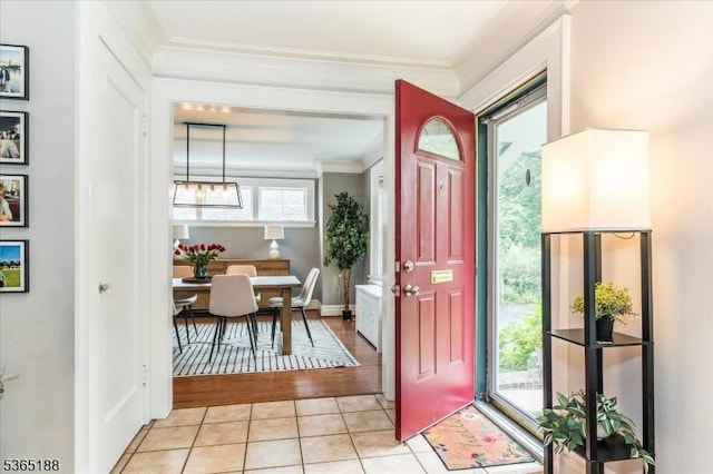 35 Elm Ct, South Orange Village Twp, NJ 07079 - foyer entrance with ornamental molding and light tile patterned floors
