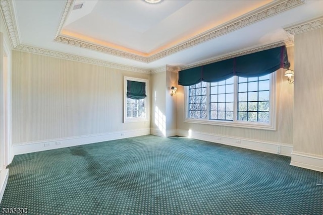 11 Margo Way, Alpine Boro, NJ 07620 - unfurnished room featuring carpet floors, a raised ceiling, and ornamental molding