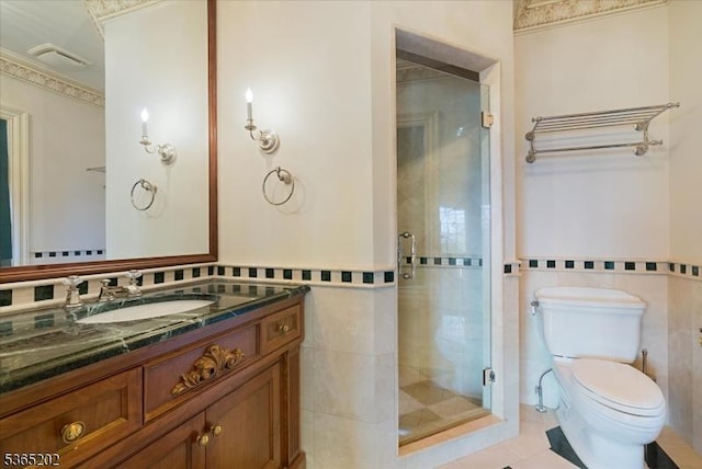11 Margo Way, Alpine Boro, NJ 07620 - bathroom featuring a shower stall, vanity, and tile walls
