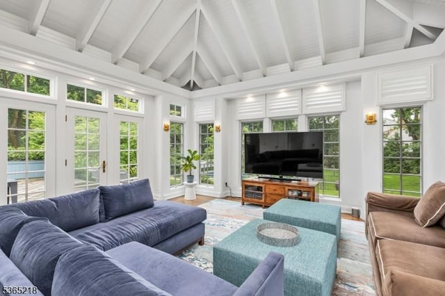 95 Green Ave, Madison Boro, NJ 07940 - living area with french doors, healthy amount of natural light, and wood finished floors