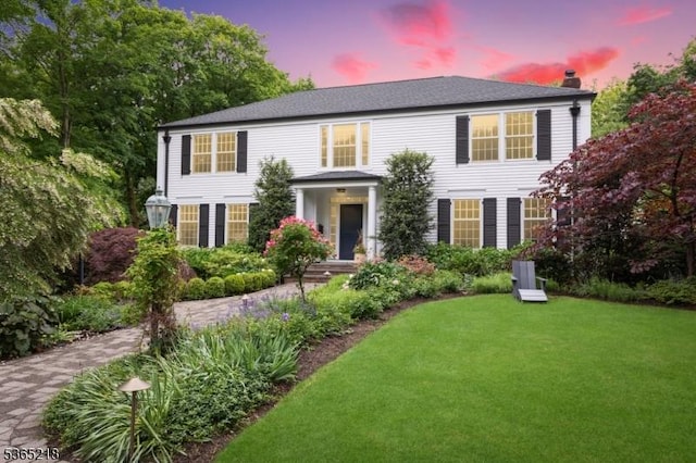 95 Green Ave, Madison Boro, NJ 07940 - colonial home featuring a chimney and a lawn