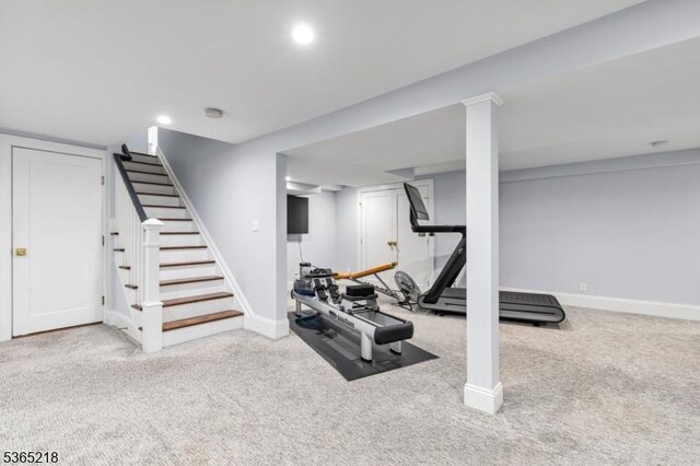 95 Green Ave, Madison Boro, NJ 07940 - exercise room featuring carpet and recessed lighting