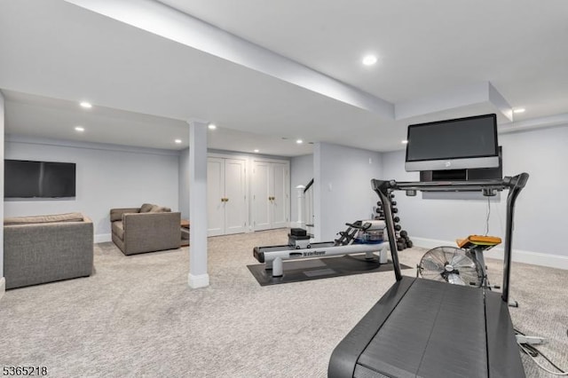 95 Green Ave, Madison Boro, NJ 07940 - workout area with carpet floors and recessed lighting