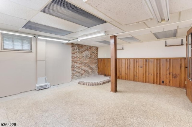 2538 Mountain Ave, Scotch Plains Twp, NJ 07076 - finished basement featuring a wainscoted wall, carpet, and wood walls