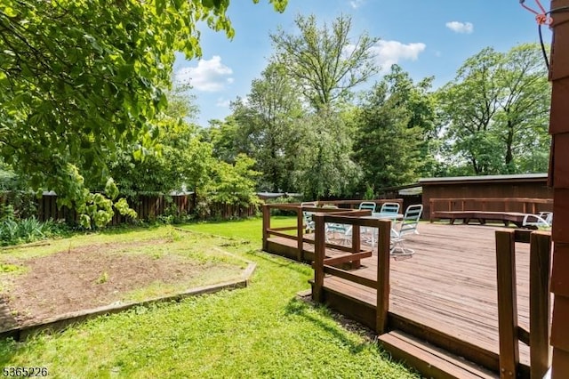 2538 Mountain Ave, Scotch Plains Twp, NJ 07076 - fenced backyard featuring a wooden deck and view of scattered trees
