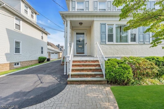 13 S St, Madison Boro, NJ 07940 - doorway to property with stucco siding