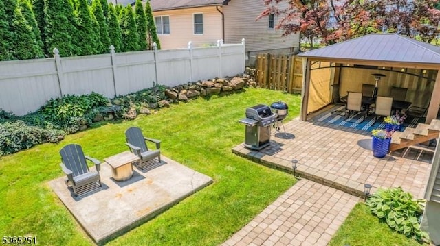 67 Riverview Ave, Lincoln Park Boro, NJ 07035 - view of yard with a gazebo, a patio area, and outdoor dining space