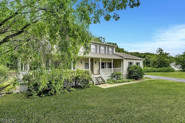 23 Estate Dr, Wantage Twp, NJ 07461 - view of front of house with a porch and a front lawn