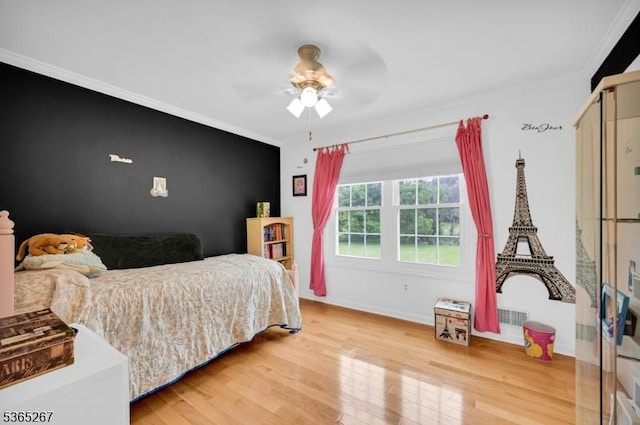 8 Dahn Dr, Sparta Twp, NJ 07871 - bedroom with ornamental molding, light wood finished floors, and ceiling fan