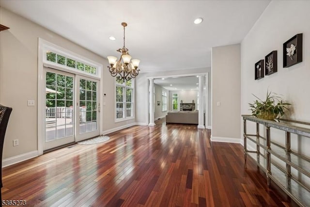 7 Sycamore Dr, Chatham Twp, NJ 07928 - unfurnished dining area with a chandelier, hardwood / wood-style floors, and recessed lighting
