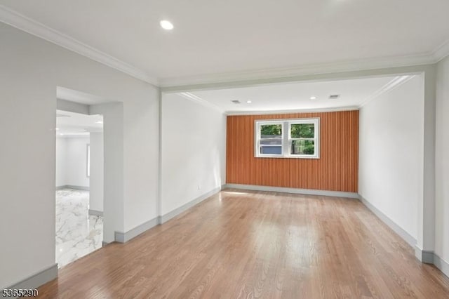 126 Cooney Ave, Hamilton Twp, NJ 08619 - spare room featuring light wood-style floors, ornamental molding, and recessed lighting