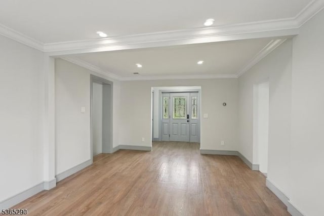 126 Cooney Ave, Hamilton Twp, NJ 08619 - spare room featuring light wood-type flooring, ornamental molding, and recessed lighting