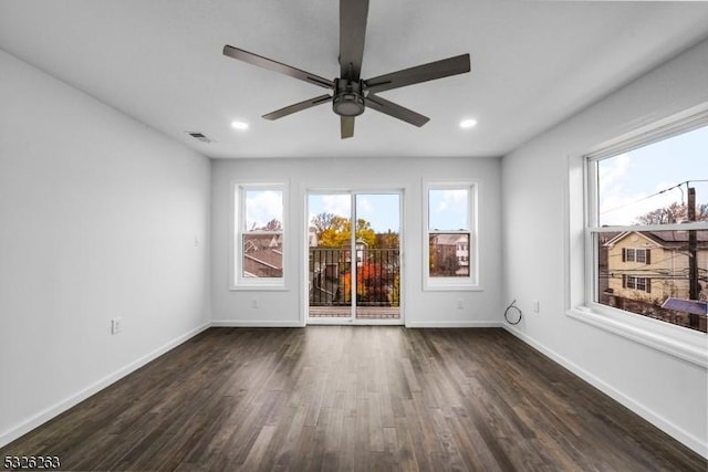 613 S 18th St, Newark City, NJ 07103 - unfurnished room featuring ceiling fan, dark wood finished floors, and recessed lighting