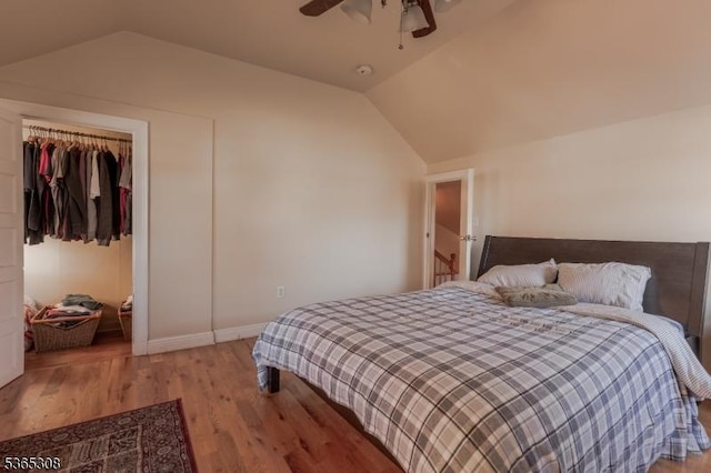 104 W Emerson Ave, Rahway City, NJ 07065 - bedroom featuring lofted ceiling, light wood-style flooring, a spacious closet, a closet, and a ceiling fan
