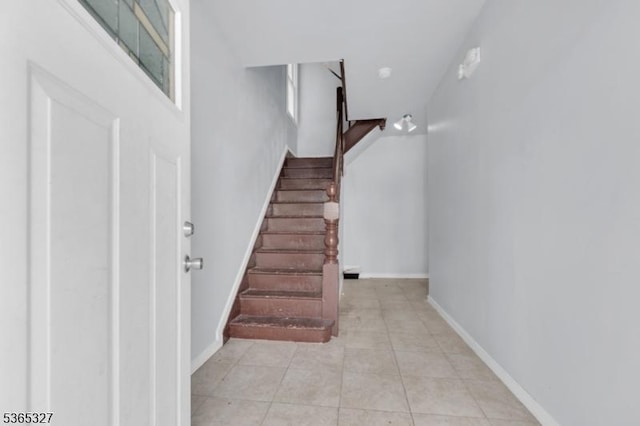 160 S 11th St, Newark City, NJ 07107 - stairway featuring baseboards and tile patterned flooring
