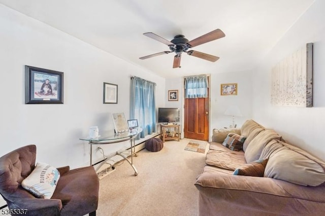 305 W Clay Ave, Roselle Park Boro, NJ 07204 - living room with a ceiling fan and carpet flooring