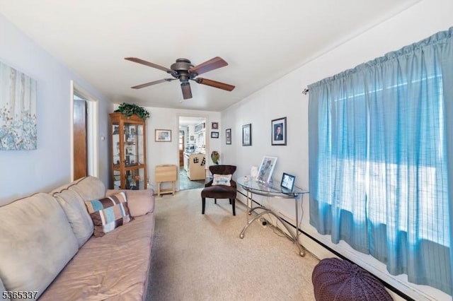 305 W Clay Ave, Roselle Park Boro, NJ 07204 - living room with ceiling fan and carpet flooring