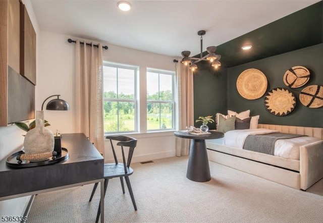 16 Whitaker Ln, Far Hills Boro, NJ 08873 - carpeted bedroom with a chandelier and recessed lighting