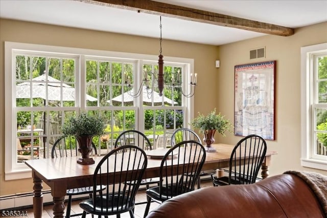 153 Lambertville Hq Rd, Delaware Twp, NJ 08559 - dining space featuring beam ceiling