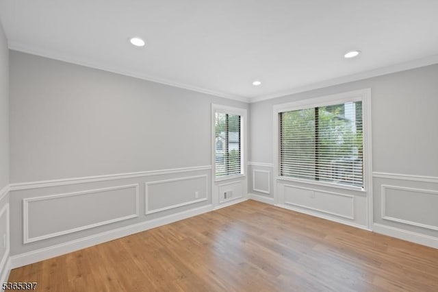46 Overlook Dr Unit 46, Independence Twp, NJ 07840 - spare room featuring crown molding, plenty of natural light, wood finished floors, recessed lighting, and wainscoting