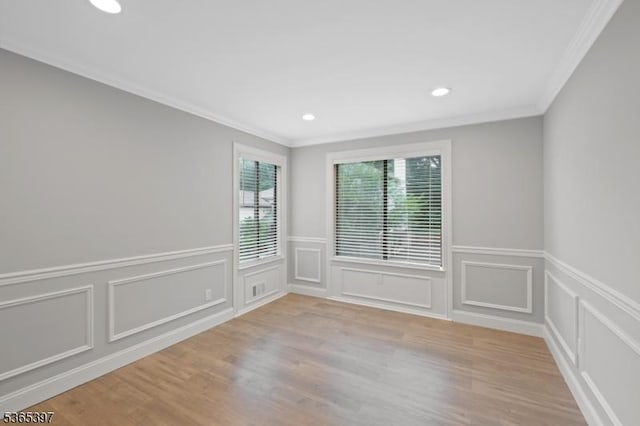 46 Overlook Dr Unit 46, Independence Twp, NJ 07840 - unfurnished room featuring ornamental molding, recessed lighting, wood finished floors, and wainscoting