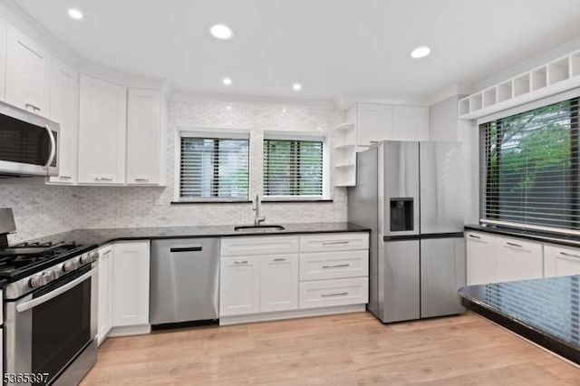 46 Overlook Dr Unit 46, Independence Twp, NJ 07840 - kitchen featuring stainless steel appliances, healthy amount of natural light, white cabinetry, tasteful backsplash, and recessed lighting
