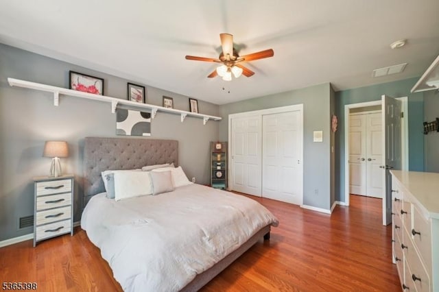 4 Knollwood Ter, Chester Twp, NJ 07930 - bedroom featuring a closet, wood finished floors, and ceiling fan