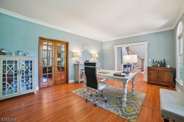 4 Knollwood Ter, Chester Twp, NJ 07930 - office space featuring french doors, wood finished floors, and crown molding