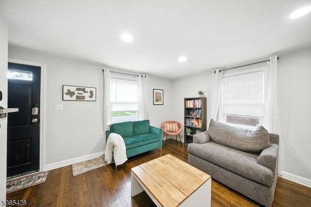356 Raleigh Rd, Rahway City, NJ 07065 - living area featuring dark wood-style flooring and recessed lighting