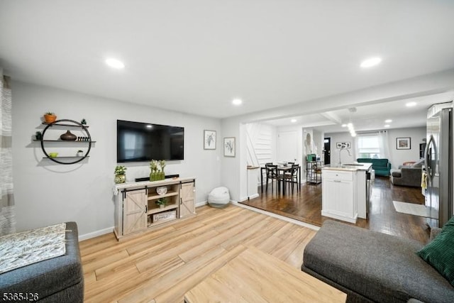 356 Raleigh Rd, Rahway City, NJ 07065 - living room featuring recessed lighting and light wood-style flooring