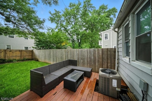356 Raleigh Rd, Rahway City, NJ 07065 - wooden terrace with outdoor lounge area and a fenced backyard