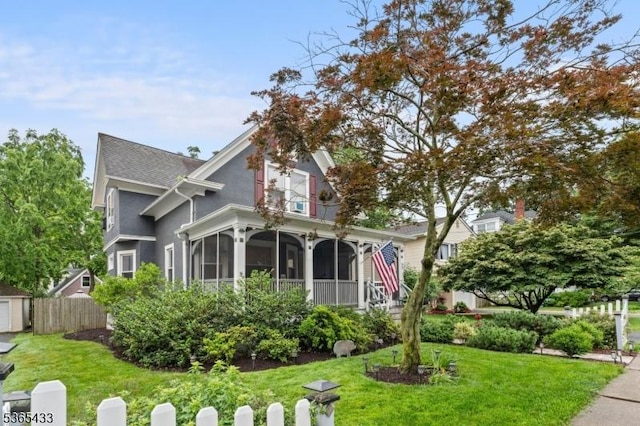 27 Hillside Ave, Chatham Boro, NJ 07928 - view of front of home featuring a sunroom and stucco siding