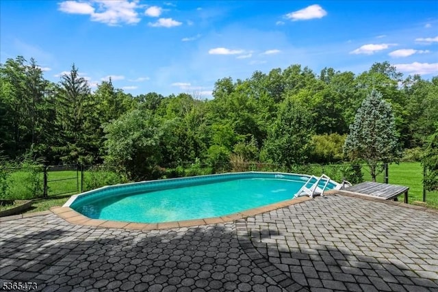 162 N Maple Ave, Bernards Twp, NJ 07920 - swimming pool with a patio area and a wooded view