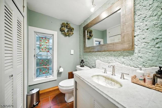 182 Musconetcong River Rd, Lebanon Twp, NJ 07882 - bathroom with a closet, vanity, and tile patterned floors