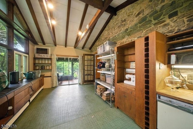 182 Musconetcong River Rd, Lebanon Twp, NJ 07882 - office area with beam ceiling and high vaulted ceiling