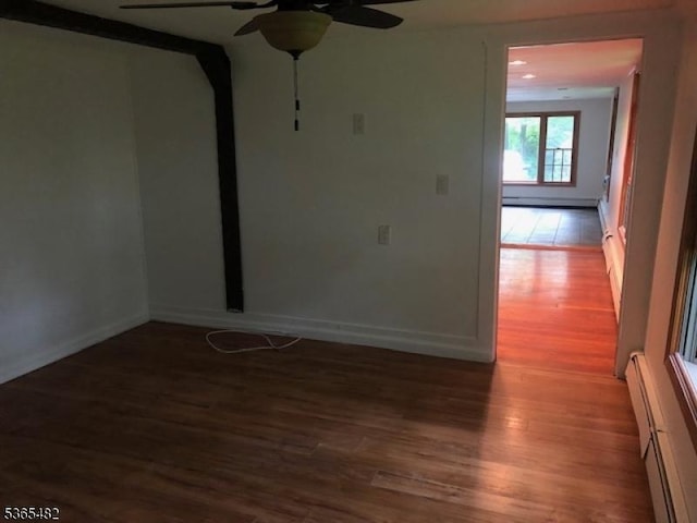 6 Mountain Ave, Mount Olive Twp, NJ 07836 - spare room with a ceiling fan, wood finished floors, and a baseboard heating unit