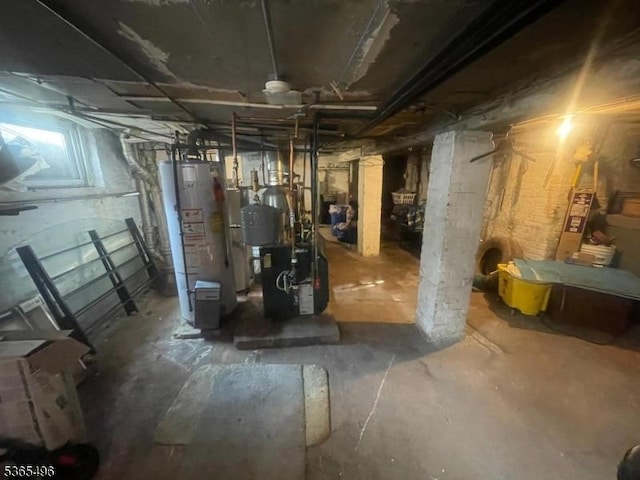 644 15th Ave, Newark City, NJ 07103 - unfinished below grade area featuring water heater and a heating unit