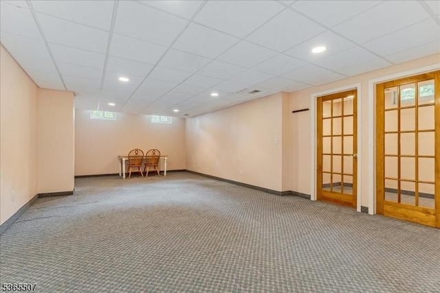 33 Gates Pl, Wayne Twp, NJ 07470 - basement with carpet, plenty of natural light, recessed lighting, and a paneled ceiling