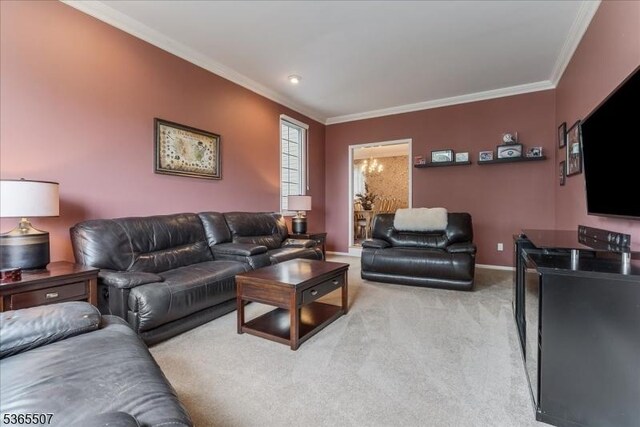 33 Gates Pl, Wayne Twp, NJ 07470 - living area with crown molding and carpet flooring