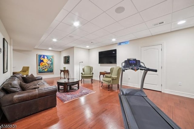 27 Green Way, New Providence Boro, NJ 07974 - living room featuring wood finished floors, recessed lighting, and a paneled ceiling