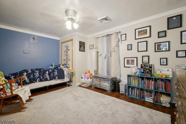 51 Greenbrook Rd, Middlesex Boro, NJ 08846 - bedroom with crown molding, wood finished floors, and a ceiling fan