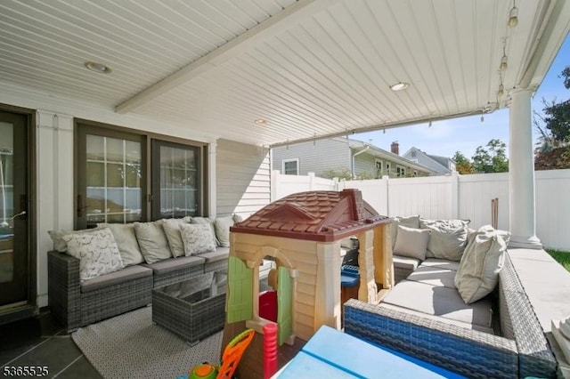 51 Greenbrook Rd, Middlesex Boro, NJ 08846 - fenced backyard featuring an outdoor hangout area