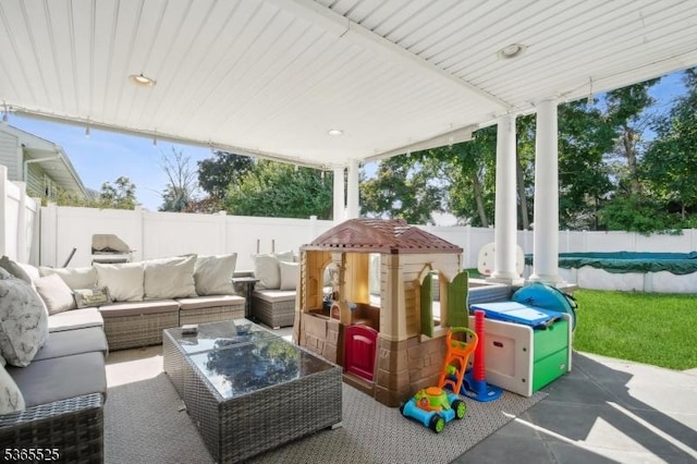 51 Greenbrook Rd, Middlesex Boro, NJ 08846 - fenced backyard with an outdoor living space and a patio