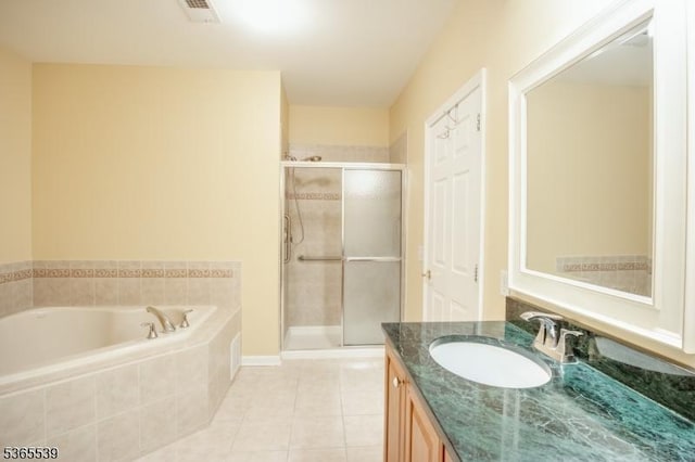 13 Ridgeview Ln Unit 13, Mount Arlington Boro, NJ 07856 - full bathroom with vanity, a shower stall, a bath, and tile patterned flooring