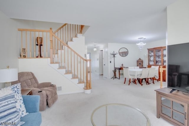 1203 Magnolia Ct, Washington Twp, NJ 07840 - carpeted living room with stairs and baseboards