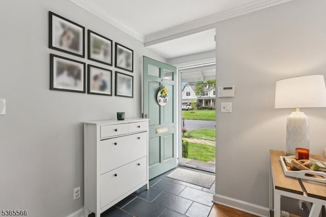 942 Summit Ave, Westfield Town, NJ 07090 - entryway with baseboards and crown molding