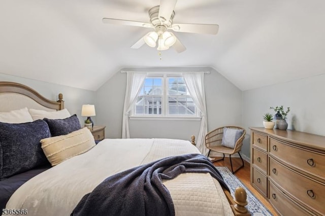 942 Summit Ave, Westfield Town, NJ 07090 - bedroom with wood finished floors, ceiling fan, and vaulted ceiling