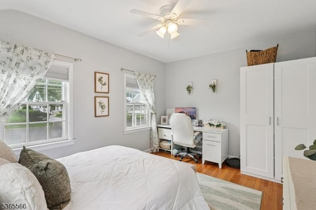 942 Summit Ave, Westfield Town, NJ 07090 - bedroom featuring light wood-style flooring, an office area, and ceiling fan
